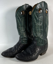 Vintage Mid 90s Tony Lama Style 6660 9.5 D Elephant Print Boots  Green &amp;... - £97.37 GBP