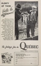 1961 Print Ad Quebec Canada Provincial Tourist Bureau Huge Bass on Stringer - £11.77 GBP