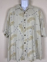 Tommy Bahama Men Size L Beige Floral Bamboo Shirt Short Sleeve Casual Aloha - £6.30 GBP