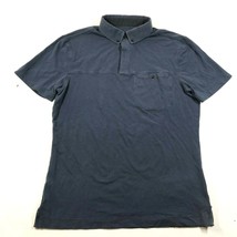 Lululemon Polo Shirt Mens M Navy Blue Pockets Button Collared Comfort Relaxed - £22.05 GBP