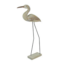 30 Inch Hand Carved White Washed Wood Bird Statue Home Coastal Decor Sculpture - £38.14 GBP