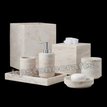 7-Piece Luminous Travertine Bathroom Accessory Collection - $2,353.86