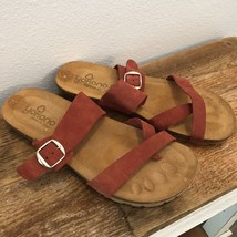 Yokono Made In Spain Red Suede Leather Cross Band Slide Sandals Size 9.5 - £14.62 GBP