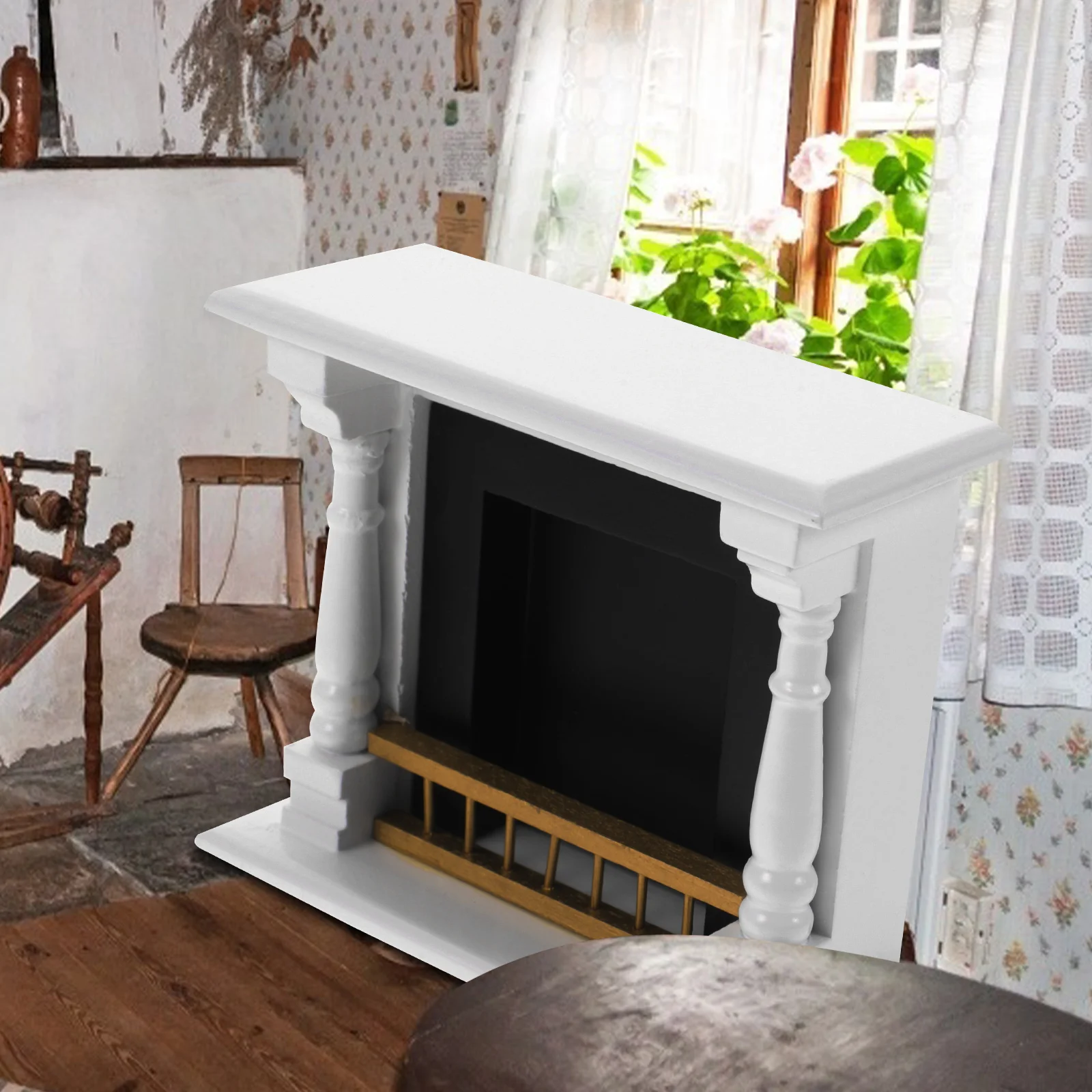 Dollhouse Fireplace Miniature Model 1 6 Scale Furniture Vintage Toys Wood - £10.83 GBP