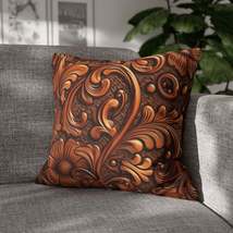 Leather Flower Cognac Classic Brown Timeless American Cowboy Design - Spun Polye - $33.40 - $48.77