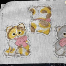 Kitten Pink Bow Fabric Panel 7583 Cat Doll Toy Pillow Springs Mills Vintage RARE - £18.87 GBP