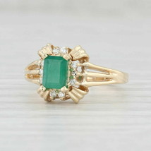 2.10ctw Emerald &amp; Diamond Halo Wedding Simulated Ring925 Silver Gold Plated  - $113.84