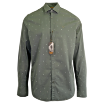 PME Legend Men&#39;s Shirt Green Arrow Pattern Woven Long Sleeve (S03) - $23.09