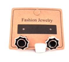 New Fashion Jewelry Women&#39;s Stud  Earrings 10.32mm Silver Color Black - £10.86 GBP