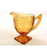 Footed Amber Glass Pitcher, Creamer, Milk, Syrup, Indiana Glass, Square ... - $20.03 CAD