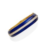 Piccini Firenze 2.15ct Diamond &amp; Enamel 18k Gold Hinged Bangle Bracelet ... - $9,831.35 CAD