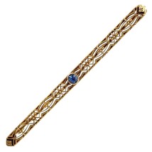Vintage Blue Topaz Solitaire 14k Yellow Gold Pin / Brooch 3.7g - $661.50
