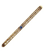 Vintage Blue Topaz Solitaire 14k Yellow Gold Pin / Brooch 3.7g - $661.50
