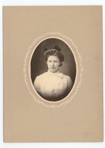 Antique c1880s 4.25X6 in Cabinet Card Beautiful Young Woman With Bow Fosston, MN - £7.52 GBP