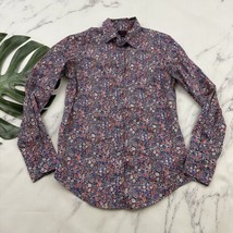 J.Crew Liberty Fabric Womens Perfect Shirt Sz 00 Red Kayoko Floral Indigo Sunset - $31.67