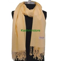 New 100% Pashmina Solid Light Yellow Silky Soft Scarf Wrap Stole Cashmere Shawl - £6.86 GBP