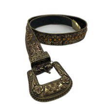 Vintage Lake Shore Drive Women&#39;s Embellished Crystal Belt Brass Buckle Medium - £19.58 GBP