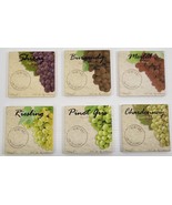 MM) Set of 6 Ceramic Tile Coasters Wine Grapes Cork Back 4&quot; - £11.67 GBP