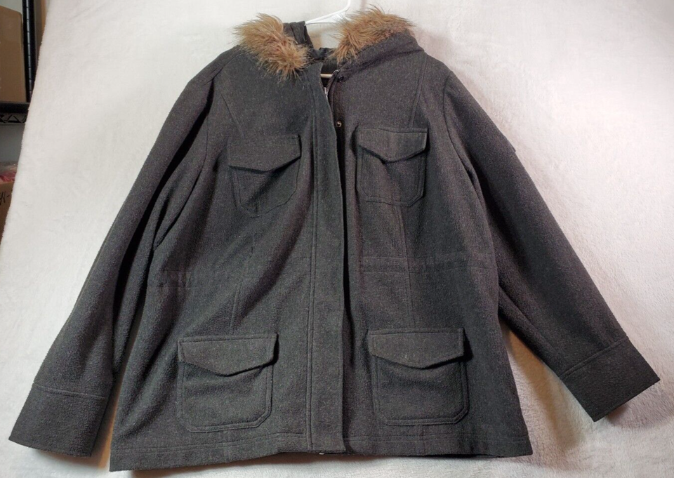 Primary image for Torrid Coat Womens Size 0 Gray Polyester Pockets Long Sleeve Hooded Full Zipper