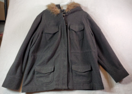 Torrid Coat Womens Size 0 Gray Polyester Pockets Long Sleeve Hooded Full... - $36.00