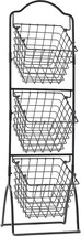 Antique Black 3-Tier Metal Market Basket From Gourmet Basics By Mikasa. - $100.96