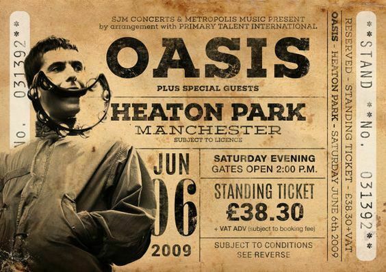 Concert Icons Ticket Stub STICKER Oasis Foo Fighters David Bowie The Jam... - $2.64