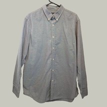 Ralph Lauren Chaps Mens Button Down Shirt Large Blue Striped Long Sleeve - $14.96