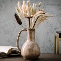 Decorative Ceramic Vase, Reactive Glazed Color Handle Flower, Simplistic Brown - £26.91 GBP