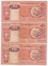Angola, 10 Kwanzas, (full of 3) Banco Nacional De Angola Billets de Banq... - $9.57