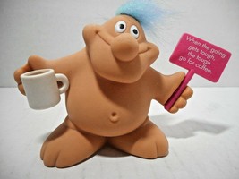 Russ Berrie Chubby Naked Troll "When The Going" Fuzz Hair Figure 3" Plastic Fun - $10.34