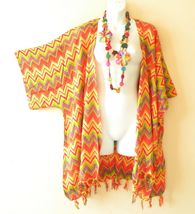 CB217 Zig Zag Kimono Cardigan Duster Kaftan Hippy Jacket Cover Top - up ... - $24.90