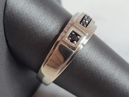 Mens Vintage Estate 14K White Gold Black Diamond Ring, 6.3g E6950 - £558.67 GBP