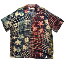 90s Jams World Simpson Print Hawaiian Shirt Size XL Crushed Rayon Abstra... - £53.15 GBP