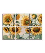 Sunflowers Ceramic Tile Mosaic Set of 6 Backsplash Tiles 12.75x8.5 Inche... - $1,943.11 MXN