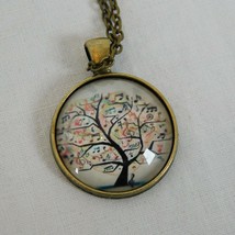 Musical Note Tree Blooming Music Bronze Tone Cabochon Pendant Chain Necklace Rd - £2.39 GBP