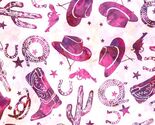 Cotton Bali Batiks Cowgirl Dreams Boots Hats Pink Fabric Print by Yard D... - $15.95