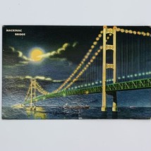 The Mackinac Bridge at Night Michigan Vintage Postcard Posted August 1959  - £5.17 GBP