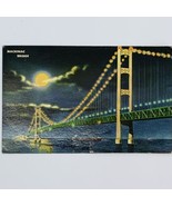 The Mackinac Bridge at Night Michigan Vintage Postcard Posted August 1959  - $9.03 CAD
