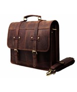 16&quot; Mens Briefcase for Laptop Genuine Leather Messenger Bag for Men Satc... - $75.00