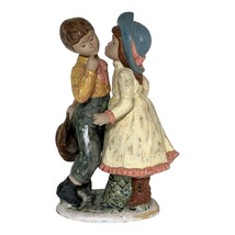 Vintage NADAL Porcelain Figurine Boy Girl  Flower Dress Bonnet  - The Kiss READ - $60.76