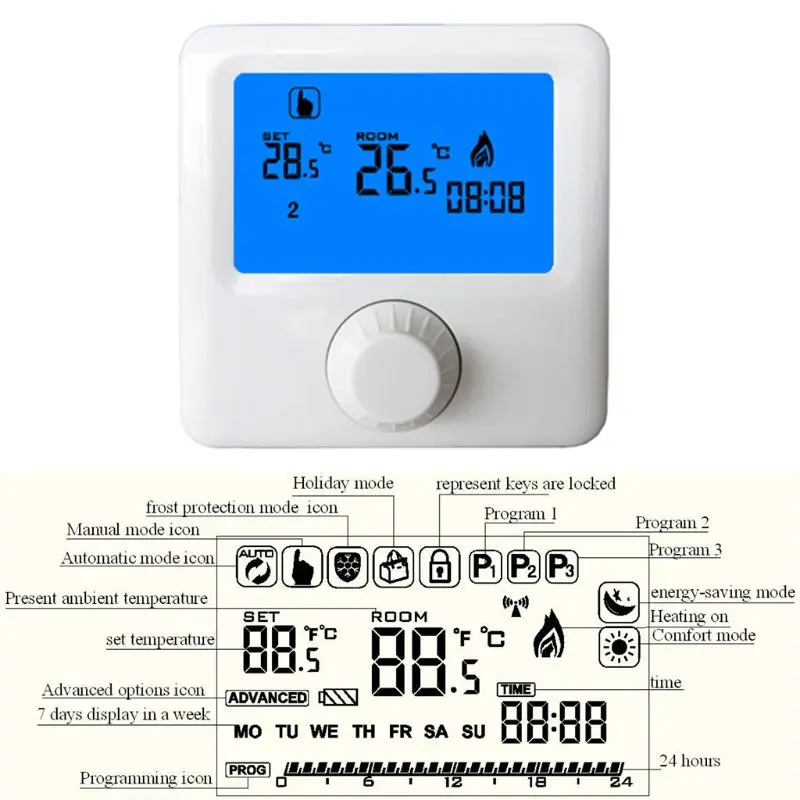 House Home LCD Display Wall-hung Gas BAer Thermostat Weekly Programmable Room He - £40.65 GBP