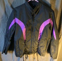 Womans Motorcycle Jacket I-K Textile Purple and Black Canvas Motorcycle ... - $22.77