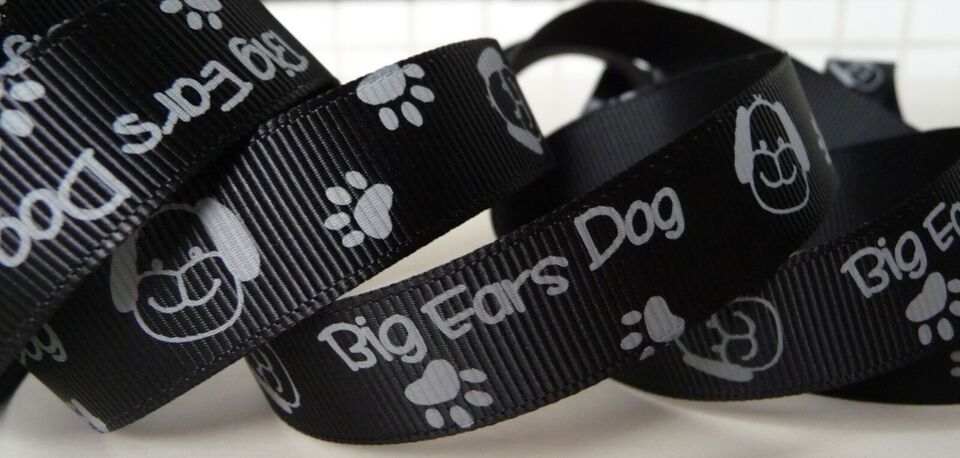 5/8 inch PUPPY Dog paw print pet canine K-9 pet black grosgrain RIBBON -... - $1.89