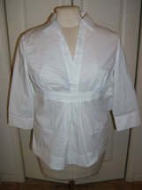 New York &amp; Co Ladies Stretch White Fitted Zip Up Shirt Size 16 (NEW) - $19.75