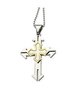Stainless Steel Gold IP-plated Cross Pendant 22 inch Necklace - €63,39 EUR