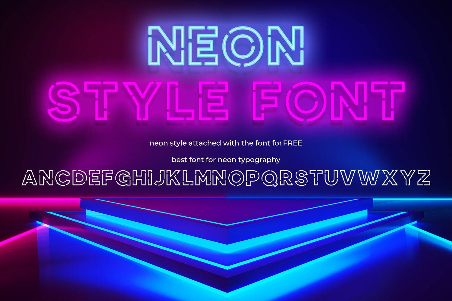 Neon Style Font | Led Light Font | Neon Font | Neon Logo Sign | Stroke ...