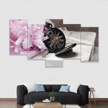 Multi-Piece 1 Image Vintage Compass Floral Ready To Hang Wall Art Home Decor - £81.18 GBP