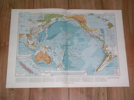 1925 Vintage Map Of Pacific Oc EAN Oc EAN Ia Hawaii New Caledonia / Verso Atlantic - £16.89 GBP