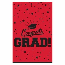 Red Black 54 x 84 Congrats grad Border Print Tablecover Graduation School Spirit - £4.36 GBP