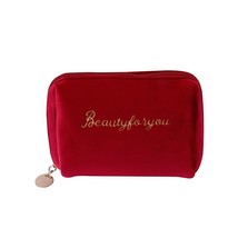 PURDORED 1 Pc Women Zipper Velvet Make Up Bag Travel Large Cosmetic Bag for Make - £43.02 GBP